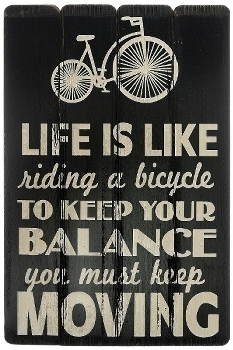 Spruchtafel "Life is like riding a bicycle"