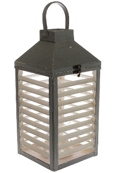 wooden lantern white / grey big "Agda"
