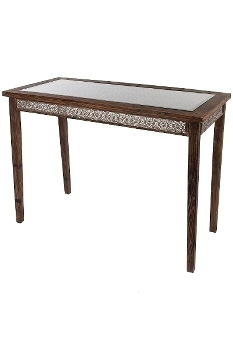 metal /wood table "Qasim", with glas plate