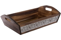 metal /wood tray "Nassar", with mirror, small