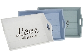 Threesome wooden tray set "Love is"