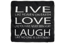 cushion with filling "Live like heaven black"