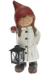 girl winter children, with metal lantern,