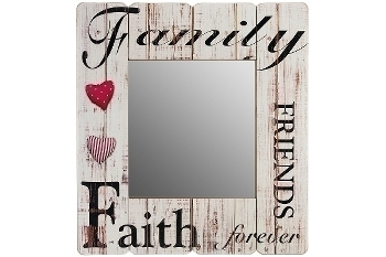 wooden mirror "Family Friends Faith forever"