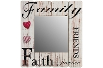 wooden mirror "Family Friends Faith forever"