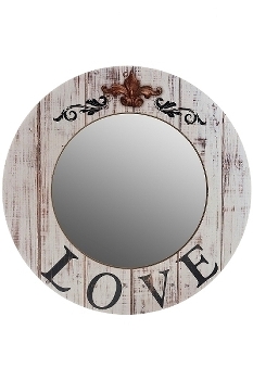 wooden mirror round "Love"