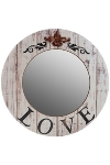 wooden mirror round "Love"