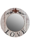 wooden mirror round "Love"