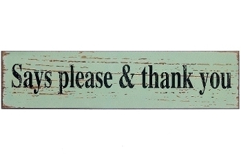 wooden plate "Say please & thank you"