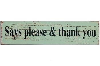 wooden plate "Say please & thank you"