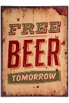 metal plate "Free beer tomorrow"