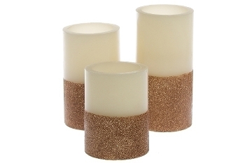 3er Set LED Kerzen "Goldstar" natur/kupfer