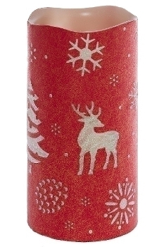 LED Kerze rot/weiss Rentier, Baum H 20cm