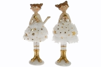 2er Set Ballerina weiss/gold H 15 cm