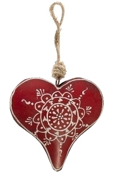 Hänger Metallherz rot/weiss ca. 10 cm