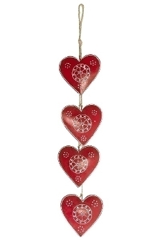 Hängerkette m. Metallherzen rot/weiss 10/55cm