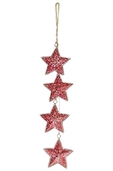 Hängerkette m. Metallsterne rot/weiss 10/55cm