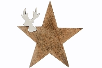 Deko Puzzle Star mit Renntier, groß