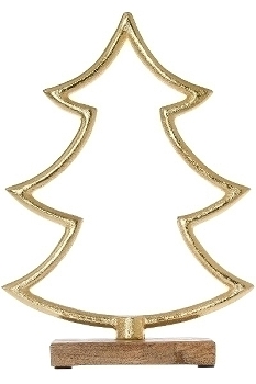 Metallbaum offen auf Holzfuß H 12cm gold