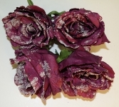 4er Set Rose  gefrostet mit Clip Bordeaux