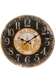 wall clock "New York", wooden