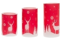 LED Kerze rot/weiss Winterland, 3tlg.