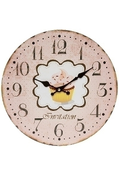 wall clock "Cup Cake pink", wooden