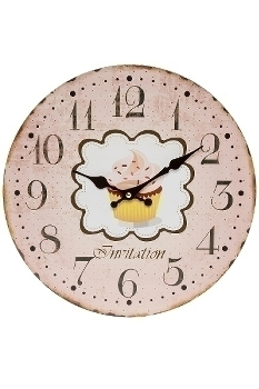 Wanduhr "Cupcake, rosa", aus Holz