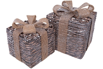 natural&plastic rattan gift box 8'',10''+65LED