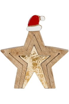 3D-Dekoration "Stern mit Weihnachtsmütze",