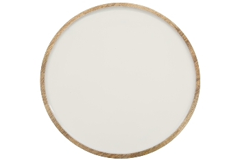 Woodenplate, white, dia. 26 cm