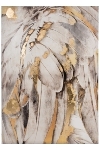 Ölbild "Federn", weiß/gold