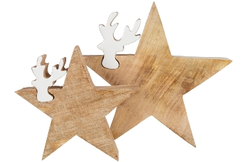 Deco star w/ Rendeer, set of 2 asstd.