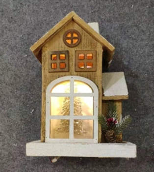 wooden bird house,brown, 28CM+10L micro LED,2AA