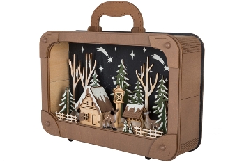 Wooden Laser Cut Suitcase LED Decoration