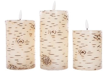 Set/3LED wax candle with bark+our special flamless  using 3AAA batteries but not