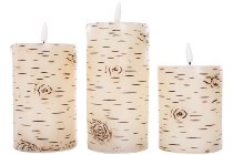 Set/3LED wax candle with bark+our special flamless  using 3AAA batteries but not