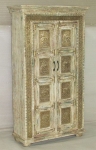 WOODEN 2 DOORS ALMIRAH W/ELEPHANT DESIGN BRASS DECORS