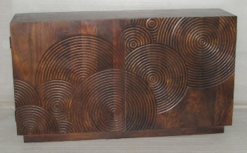 WOODEN 2 DOOR SIDE BOARD W/CIRCLE DESIGN CNC CARVING