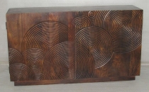 WOODEN 2 DOOR SIDE BOARD W/CIRCLE DESIGN CNC