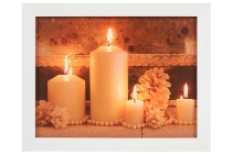 LED Wandbild "weisse Kerzen"