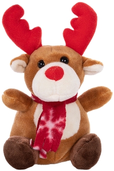 Christmas deer with glowing red nose and sound: We wish you a Merry X'mas,