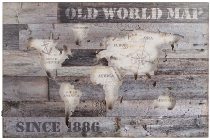 WOODEN WALL PLAQUE "OLD WORLD MAP"  WITH LED