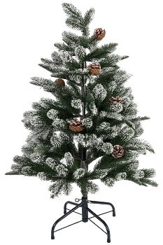 100CM FULL PE TREE WITH 231 TIPS SNOWY PINECONE BRUSHED WHITE