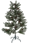 120CM FULL PE TREE WITH 315 TIPS SNOWY PINECONE BRUSHED WHITE METAL STAND