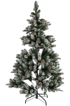 150CM FULL PE TREE WITH 479 TIPS SNOWY PINECONE BRUSHED WHITE METAL STAND