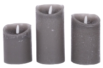 LED candle with new LED flame, colors: GREY,  wax with