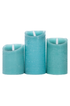 LED candle with new LED flame, colors: turquoise,  wax with