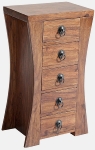 MANGO WOOD  & M.D.F CURVED SIDED 5 DRAWER CHEST