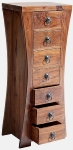 MANGO WOOD & M.D.F WOODEN CURVED SIDED 7 DRAWER CHEST